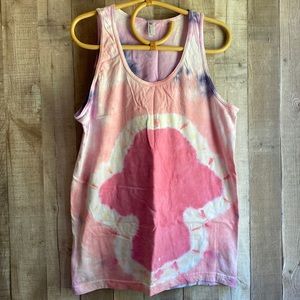 Men’s Shirt, Pink and Purple Mushroom Tie Dye Tank Top, Size M